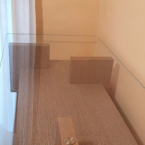 Balton coffee table used, glass and wood
