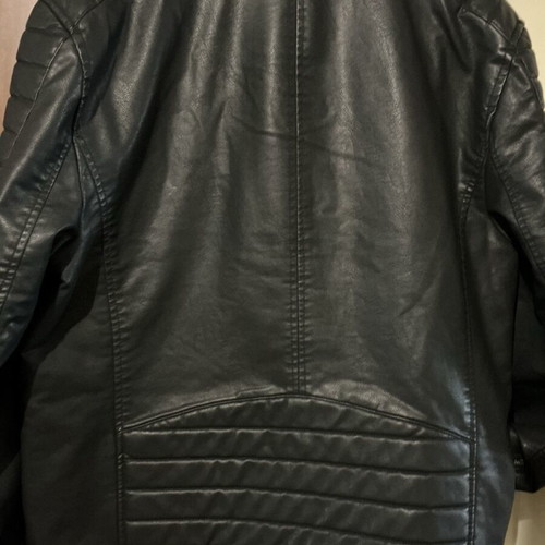 Biker jacket men synthetic leather Mavi like new, size L, black
