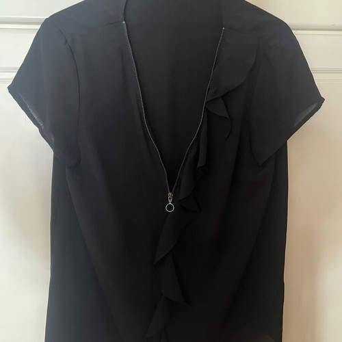 Sisley women's blouse with zipper like new, black, size M