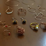 Jewelry set handmade from copper wire new, gold-colored