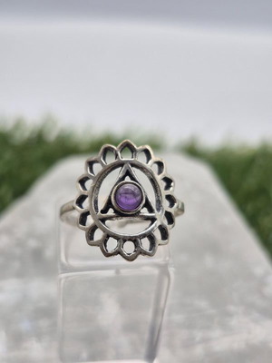 Amethyst Silver-Plated Adjustable Ring
