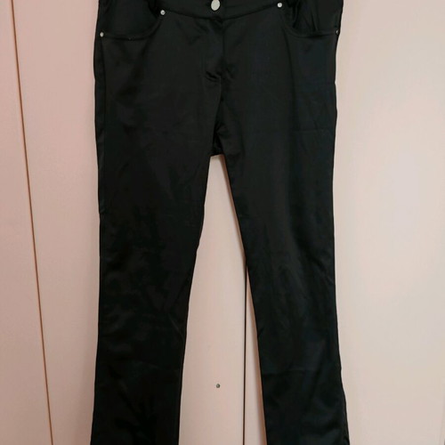 Black satin pants XL like new with decorative studs