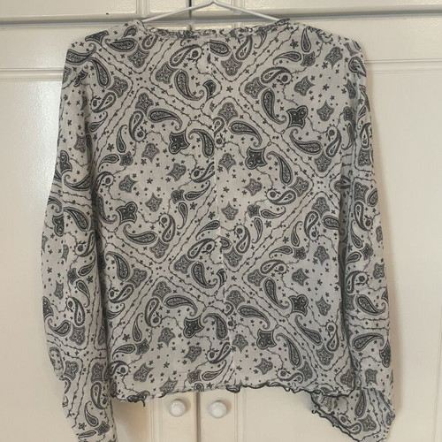 Zadig & Voltaire Paisley Print Butterfly Sleeve Blouse like new, white