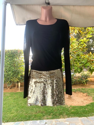 Μίνι χρυσή φούστα medium σαν καινούργια, 40εκ. μέση, 30εκ. μάκρος