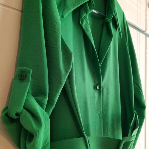 Green shirt with belt one size like new