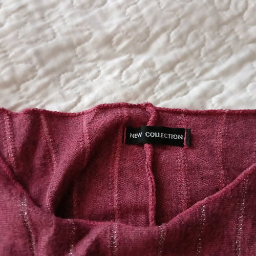Long-sleeve women's blouse used, burgundy striped, New Company, XL