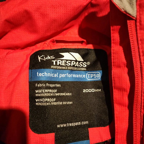 Trespass kids jacket used, waterproof and windproof, red, XS