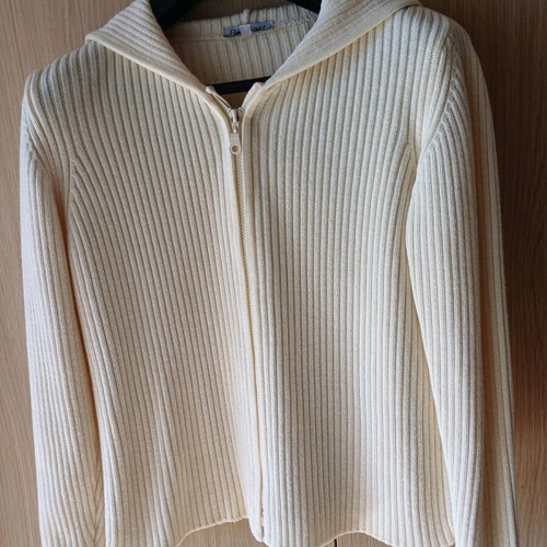 Bill Cost knitted cardigan with hood like new, ivory