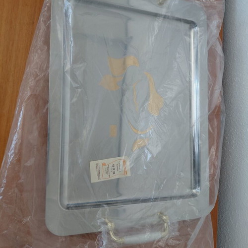 M.S.B. Creazioni Linea Elite Stainless Steel Tray with 24K Gold Decoration