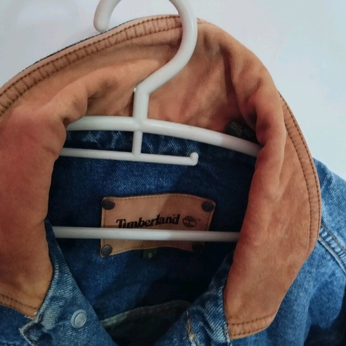 Vintage denim jacket Timberland "Rugged" with leather collar like new