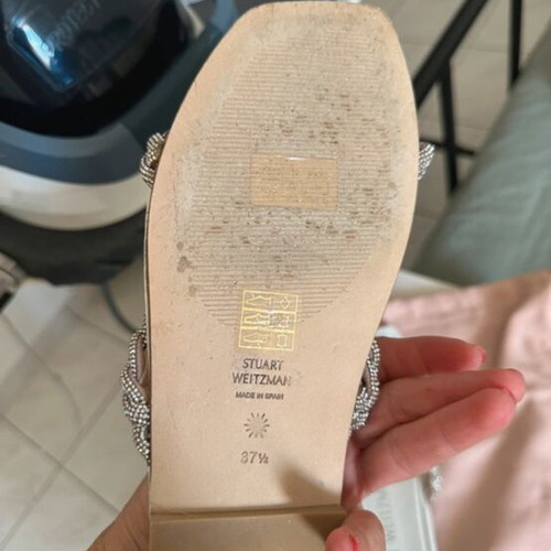 Stuart Weitzman white slippers like new, size 37.5