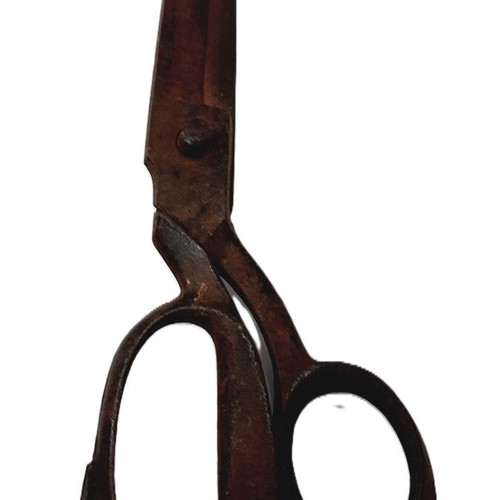 Large Hand-Forged Iron Scissors 27 cm, used, rustic industrial style