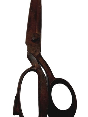 Large Hand-Forged Iron Scissors 27 cm, used, rustic industrial style