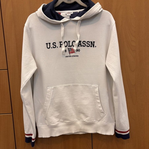 U.S. Polo Assn. men's hoodie used, white with blue lining
