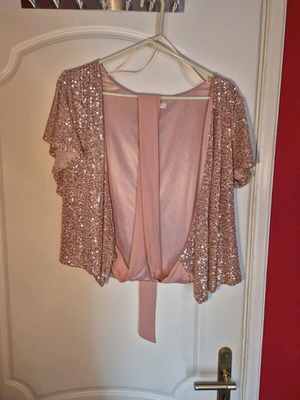 Bolero with pink nude sequins plus size new, beige and pink