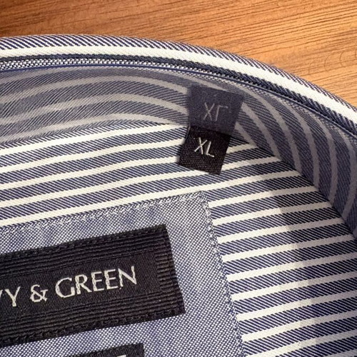 Navy & Green Men’s Striped Shirt XL New