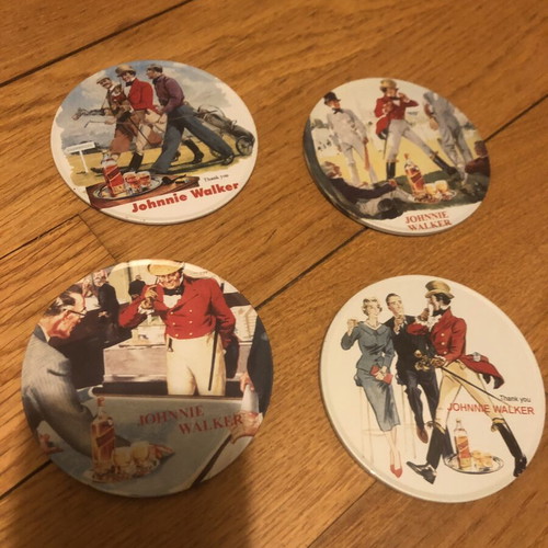 Johnnie Walker vintage collectible coasters set of 4 golf theme, like new