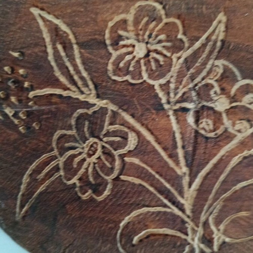 Handmade carved wooden sign used
