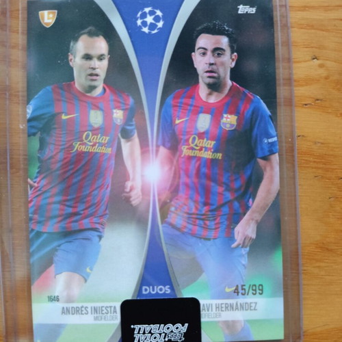 Topps Total Football Duos Barcelona Iniesta - Xavi card like new, limited 99