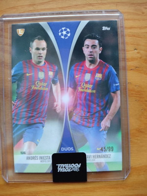 Topps Total Football Duos Barcelona Iniesta - Xavi card like new, limited 99