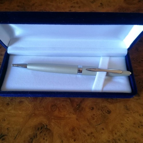 Pen new in blue velvet case