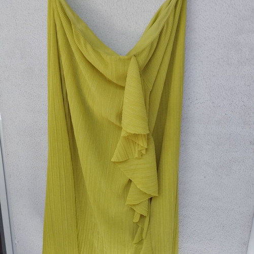 Mango midi pleated skirt like new, yellow-green, size Large