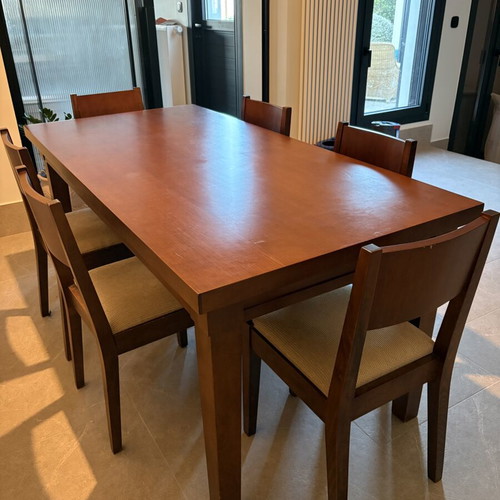 Wooden dining set 1.75 x 0.85 with 6 chairs used