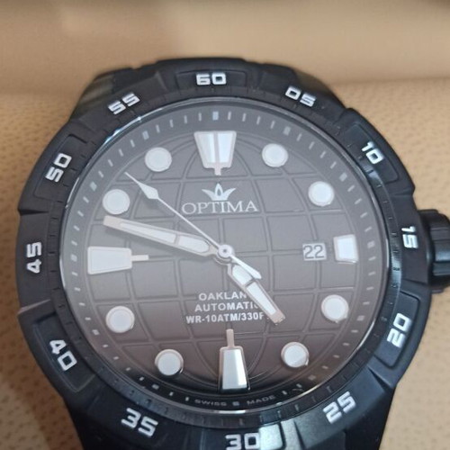 Optima Oakland automatic watch new, Swiss, black