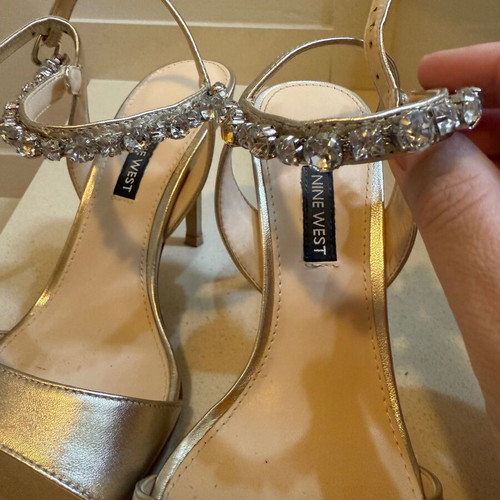 Nine West sandals used, gold with crystals, size 38