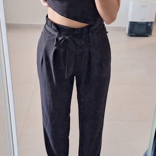 Don't Speak High-Waisted Black Paperbag Trousers with Belt, Size M