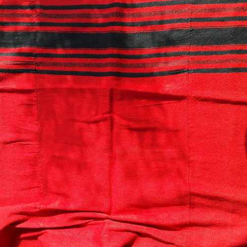 Woven blanket like new, handmade red with black stripes