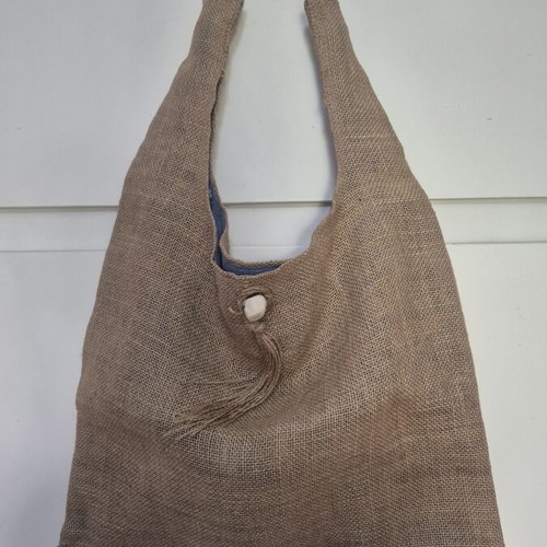 Handmade boho beach shoulder bag, beige and brown