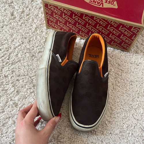Vans slip on brown suede polka dot shoes used, size 40.5