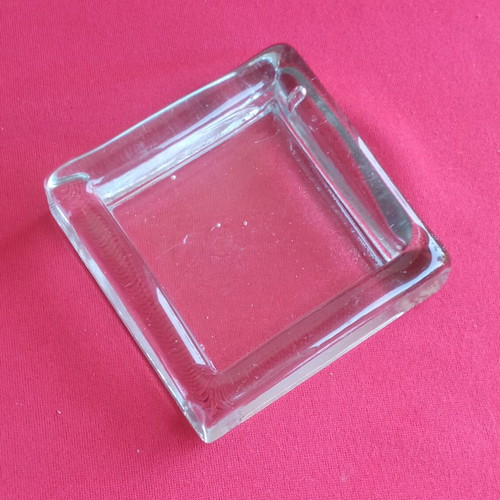 Kosta Boda vintage square crystal bowl with face design by Bertil Vallien