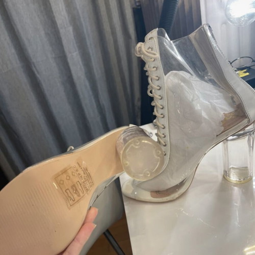Transparent boots with 11cm heels like new, size 39