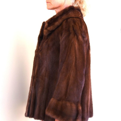 Mink fur used short brownish red, size S