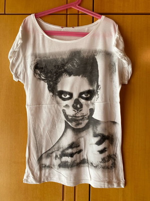 Bershka short-sleeve blouse used, black and white, size S