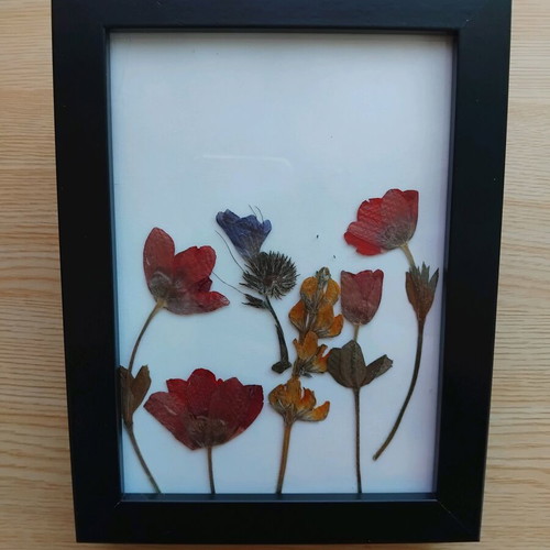 Handmade frame with real dried flowers and wildflowers new
