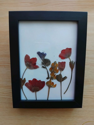 Handmade frame with real dried flowers and wildflowers new