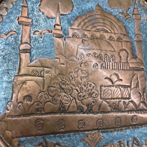 Handmade embossed copper plate with Hagia Sophia motif like new