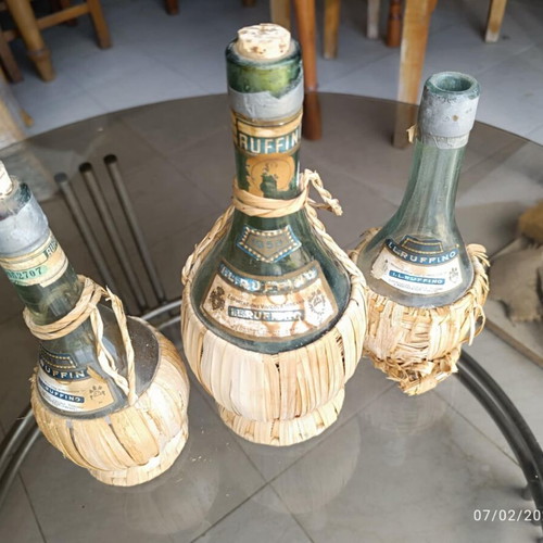 Chianti Ruffino Vintage Wine Bottles Set of 3 used from 1960s