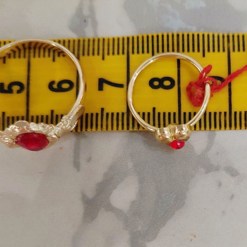 Vintage women's and children's ring 1960s, aluminum alloy, red and gold