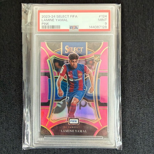 Lamine Yamal Rookie Pink Select FIFA 2023-24 card new, PSA 9