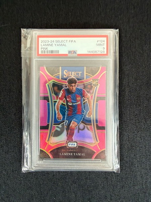 Lamine Yamal Rookie Pink Select FIFA 2023-24 card new, PSA 9