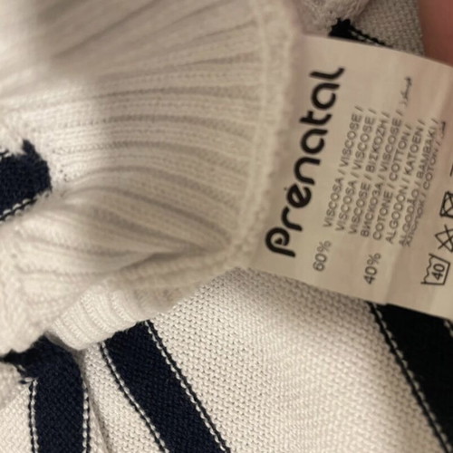 Prenatal knitted maternity blouse white striped, M