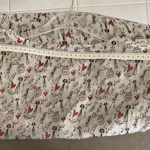 Silk blouse size M, like new, white gray with black and red patterns