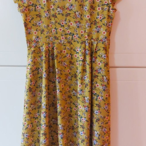Floral Midi Shirt Dress like new, mustard yellow