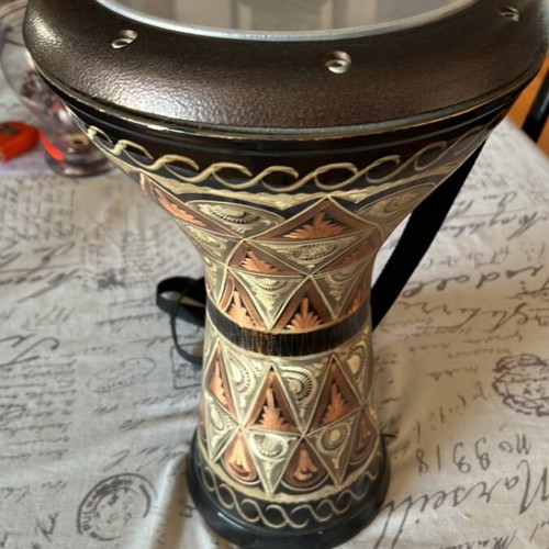 Handmade Copper Doumbek Drum used with carved decoration