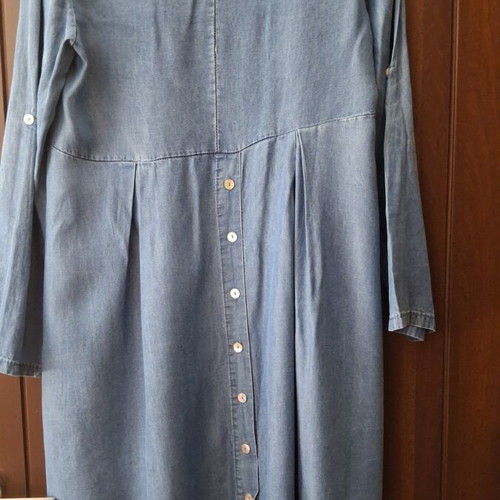 Denim dress asymmetrical, long sleeves, like new, blue, size S