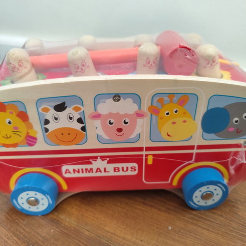 Wooden Animal Bus Toy new, 24x15x14cm